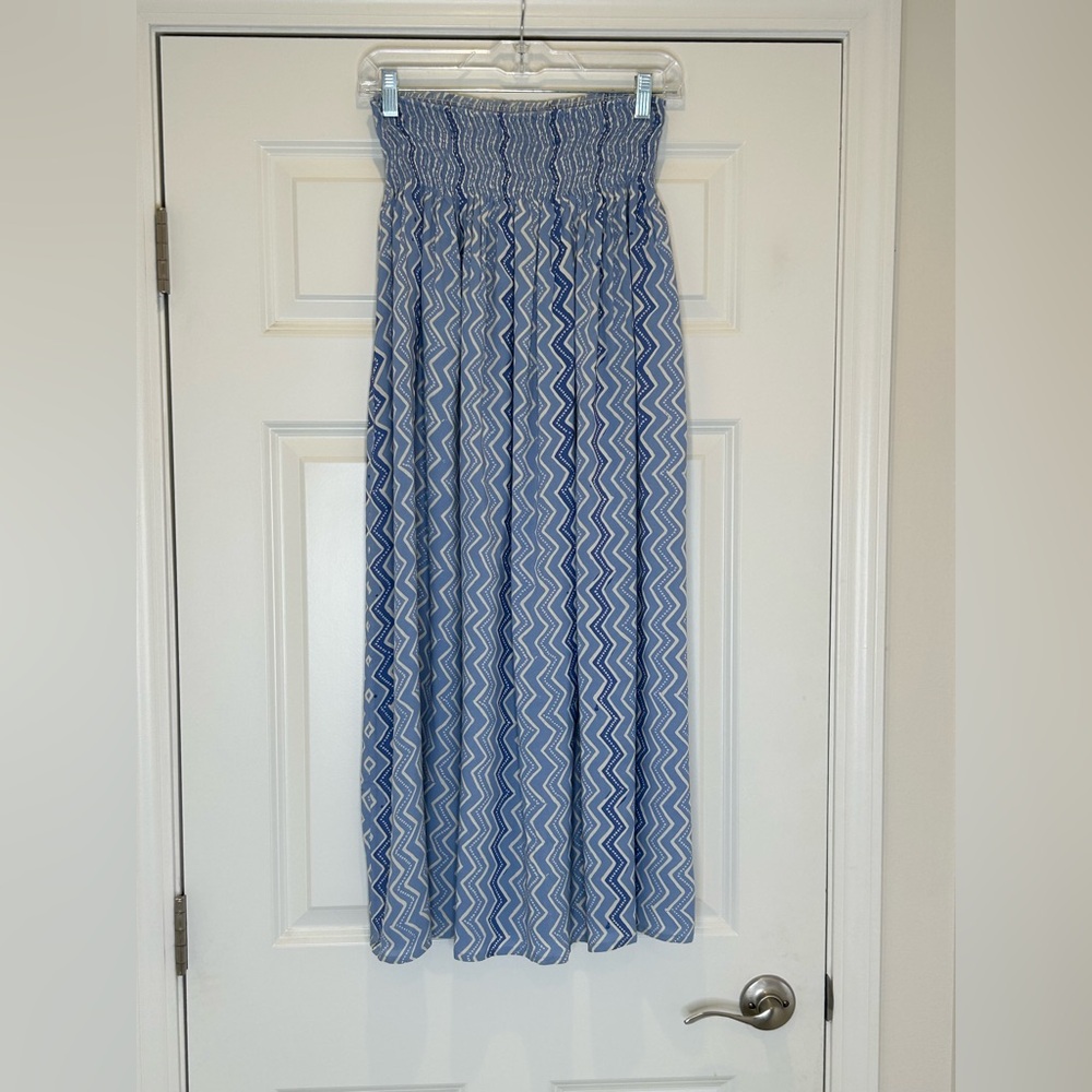 Natalie Martin Blue Bella Smocked Maxi Bella Skirt Size OS NWT
